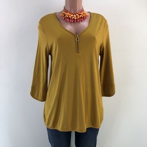 Cato Est 1946 Women’s Tunic Top Blouse Geometric Size M 3/4 Bell Sleeve …